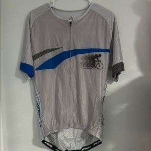 Men's Gray and Blue Cycling Shirt